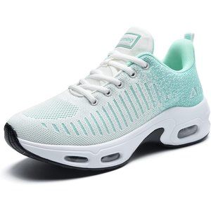 Women Tennis Sports Athletic Workout Running Sneakers White Green Lightweight